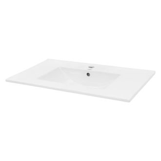 ECD Germany Lavabo rectangular ba&ntilde;o cer&aacute;mica pila empotrado sobre encimera