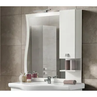 MODO Modo - Specchio Bagno Con Pensile E Lampada Led Onda 100 Bianco Nordico