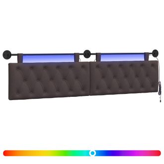 vidaXL Cabecero Colgante Con Luz Led Marr&oacute;n Oscuro Tela Vidaxl