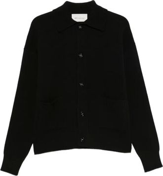 Ami Cardigan in lana con colletto a camicia - - Knitwear - Uomo - Nero - M