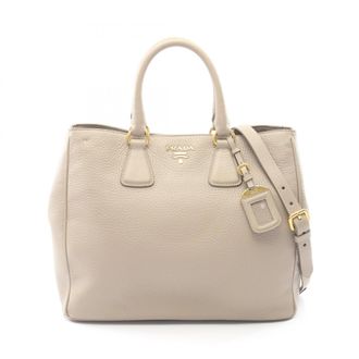 Prada Beige Leather Handbag Tote Bag (Pre-Owned)