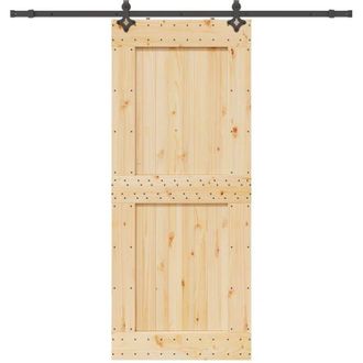 vidaXL Vidaxl - Puerta Corredera Con Herrajes Madera Maciza De Pino 95x210 Cm