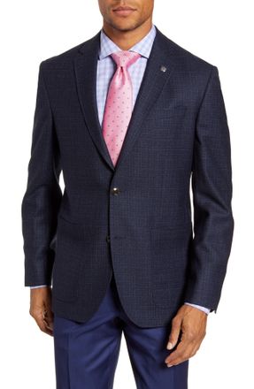 Ted Baker Mens Ted Baker London Kyle Trim Fit Solid Wool Sport Coat, Size 46 L - Blue