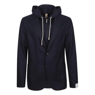 Eleventy Jassen, Heren, Blauw, M, Leer, Single Breasted Jacket