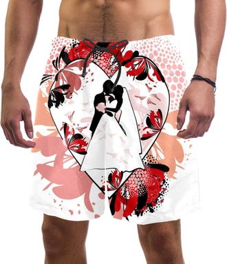 Generic Mens Beach Shorts Quick Dry with Pockets Swim Trunks Bathing Suits for Men Happy Wedding Day Multicoloured