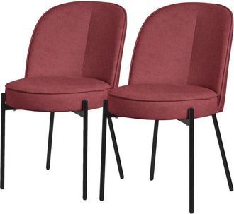 ML Design Ml-design Juego 2x Sillas De Comedor Rojas De Poli&eacute;ster Tapizado Con Patas De Metal Asiento Acolchado Con Respaldo Semi-redondo Dise&ntilde;o Atemporal Muebl