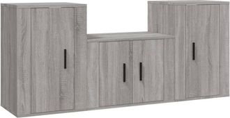 vidaXL Vidaxl - Set De Muebles Para Tv 3 Pzas Madera Contrachapada Gris Sonoma