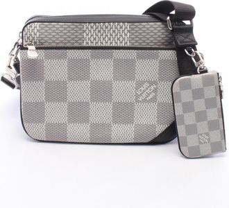Louis Vuitton Gray White Coated Canvas Leather Handbag Shoulder Bag (Pre-Owned)