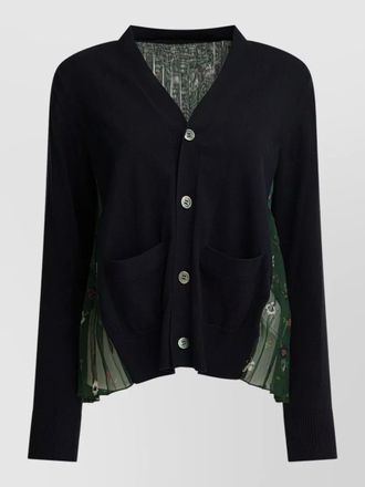 sacai cardigan long sleeves front pockets floral back