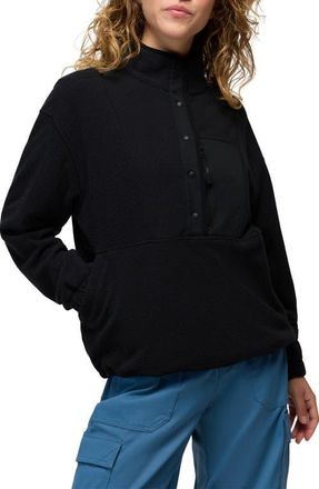 Prana Stretch Zion Fleece Half Snap Pullover in Black at Nordstrom, Size X-Small