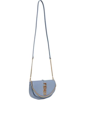 Fendi Crossbodytas met tekst en ketting - Blauw