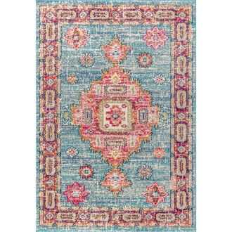 Jonathan Y Designs Bohemian FLAIR Boho Vintage Medallion Area Rug in Blue/red at Nordstrom, Size 5Ft 0In X 8Ft 0In