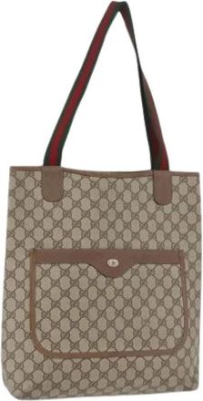 Gucci Pre-owned Tote Bags, female, Beige, Size: ONE SIZE Pre-owned Vintage GG Canvas Tote Bag