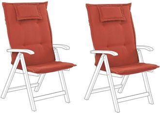 Beliani Beliani - Conjunto De 2 Cojines Para Silla De Jard&iacute;n Rojo Asiento Respaldo Comodidad Descanso Toscana/java