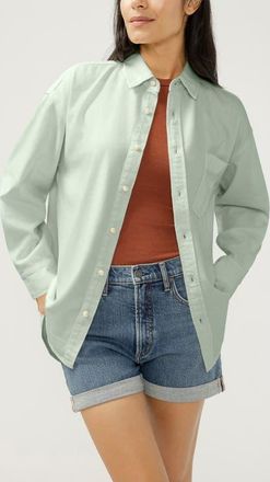 Silver Jeans Co Denim Button-Up Beach Shirt in Sage Green at Nordstrom, Size X-Large