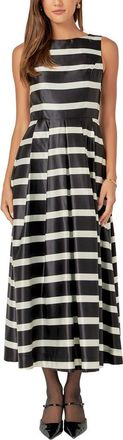 English Factory Stripe Sleeveless Midi Dress in Black/white at Nordstrom, Size Small
