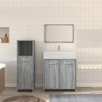 vidaXL Set De Muebles De Ba&ntilde;o 3 Pzas Madera Contrachapada Gris Sonoma Vidaxl