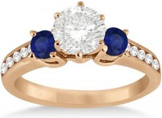 Allurez Three-Stone Sapphire & Lab Diamond Engagement Ring 14k Rose Gold (0.60ct)