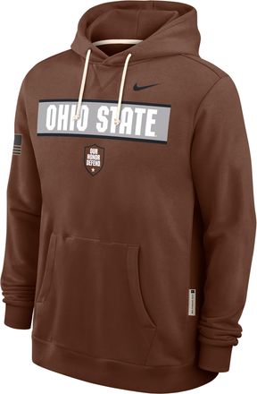 Nike Ohio State 2026 Military Appreciation Standard Issue Nike Mens Dri-FIT College Pullover Hoodie in Brown | 03AZ2GYOHD-4EB