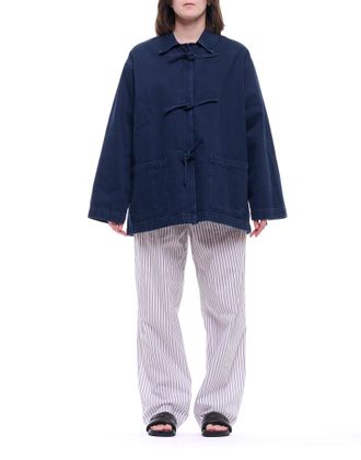 Cellar Door Straight Cotton Trousers with Multicolor Vertical Stripes