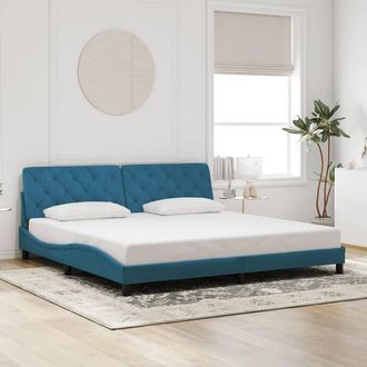vidaXL Estructura De Cama Sin Colch&oacute;n Terciopelo Azul 200x200 Cm Vidaxl