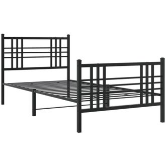 vidaXL Estructura Cama Sin Colch&oacute;n Con Estribo Metal Negro 90x190 Cm Vidaxl