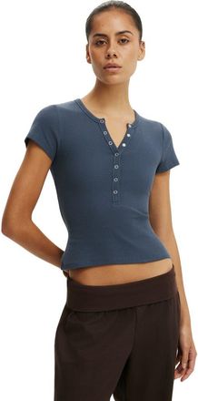 Cotton On Womens Blake Henley Short Sleeve in Collegiate Navy at Nordstrom, Size Xx-Large