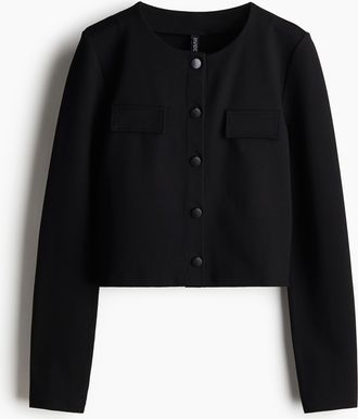 H&M Cardigan aus Jersey mit Zierpatten - Schwarz
