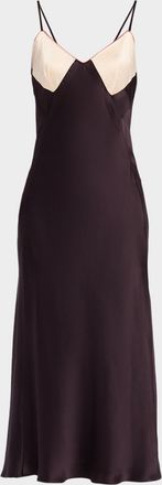 Sablyn Rory Colorblock Bias-Cut Silk Dress