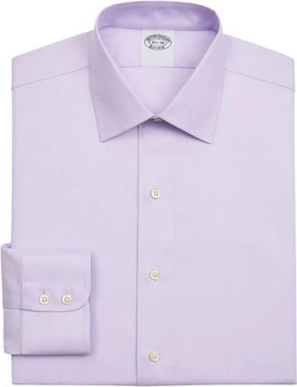 Brooks Brothers Slim Fit Non-Iron Katoenen Overhemd met Ainsley Kraag - Heren - Zakelijke Overhemden - Paars - XS - Katoen - Overhemden