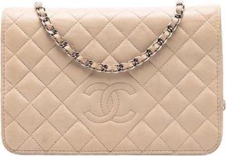 Chanel Pre-owned Flap Crossbody Bag - Dames - Vintage Schoudertas - Beige - ONE Size - Leer - Vintage