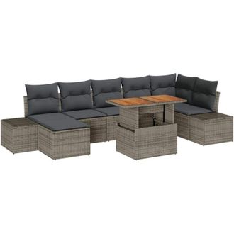 vidaXL Garden Sofa Set with Storage 8 pcs Grey Poly rattan vidaXL