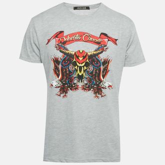 Roberto Cavalli Grey Eagle Print Jersey T-Shirt