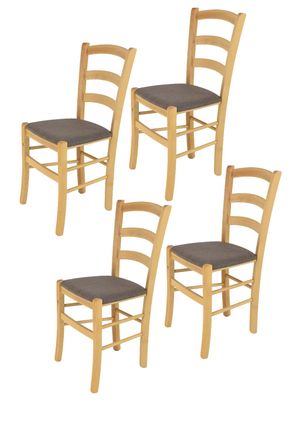 Tommychairs Tommychairs 4 Sillas Venice En Haya Color Natural, Asiento Tela Corzo