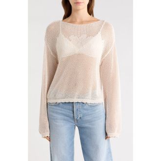 PacSun Juli Floral Boat Neck Openwork Top in Ivory at Nordstrom, Size Xx-Small