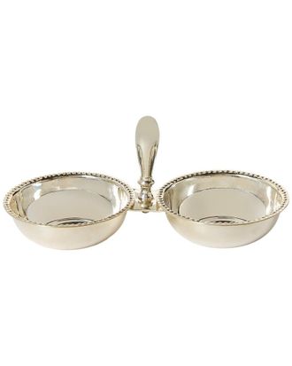 Two's Company Silver-Plated Two Section Tidbit / Condiment Serving Dish With Pole Handle