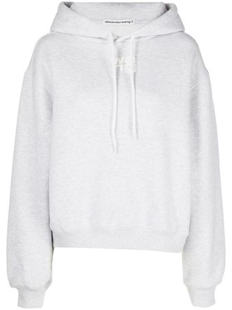 Alexander Wang rubberised logo cotton hoodie - Grey