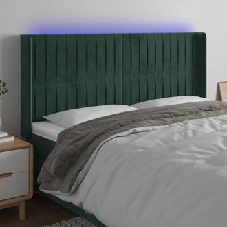 vidaXL Cabecero Con Led De Terciopelo Verde Oscuro 163x16x118/128 Cm Vidaxl