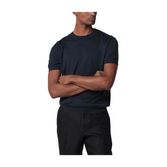 Lardini T-Shirts, male, Blue, Size: 2XL Knitted Short-sleeve T-shirt