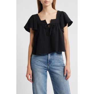 Rails Casie Gauze Crop Top in Black at Nordstrom Rack, Size X-Large
