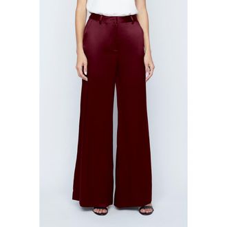 L'agence Pilar Silk Wide Leg Pants in Merlot Red at Nordstrom, Size 10