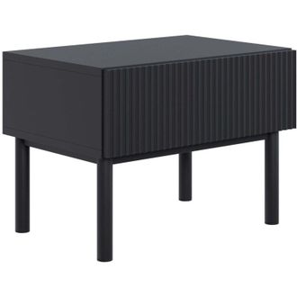 Selsey Selsey Veldio New - Comodino con frontale a doghe e cassetto, Nero, 50 cm