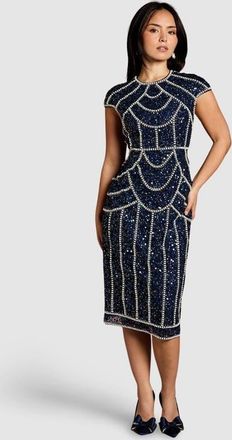 Coast Petite Embellished Midi Dress in Navy at Nordstrom, Size 0P