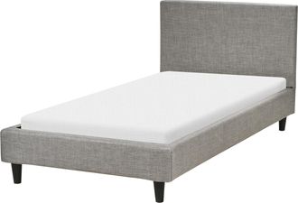Beliani Cama Tapizada En Tela Gris Claro 90 X 200 Cm Marco De Listones Cabecero Estilo Contempor&aacute;neo Fitou