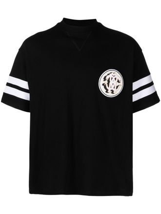Roberto Cavalli Mirror Snake-patch piqu&eacute; T-shirt - Black