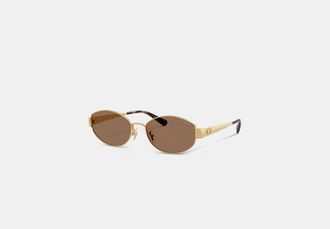 Coach C Hardware Metal Narrow Oval Sunglasses
