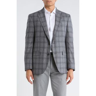 Jack Victor Elex Plaid Wool Blend Sport Coat in Mid Grey at Nordstrom Rack, Size 44 Regular