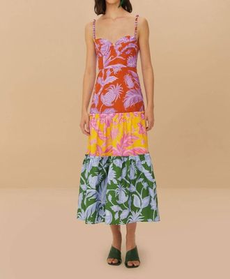 Farm Rio Tropical Swing Sleeveless Midi Dress In Mixed