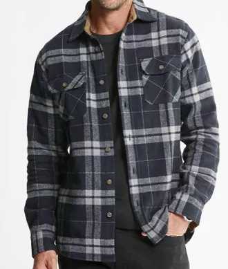 Jachs NY Flannel Shirt And Thermal Crewneck Set In Heritage Black
