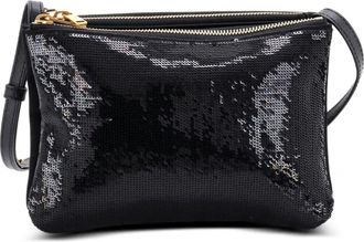 Celine Borsa a tracolla Trio piccola in nylon con paillettes - Nero